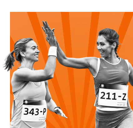 Female runners giving high five
